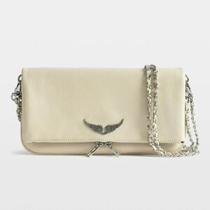 NWT Zadig & Voltaire Rock Grained Leather Shoulder Crossbody Bag Clutch - Flash